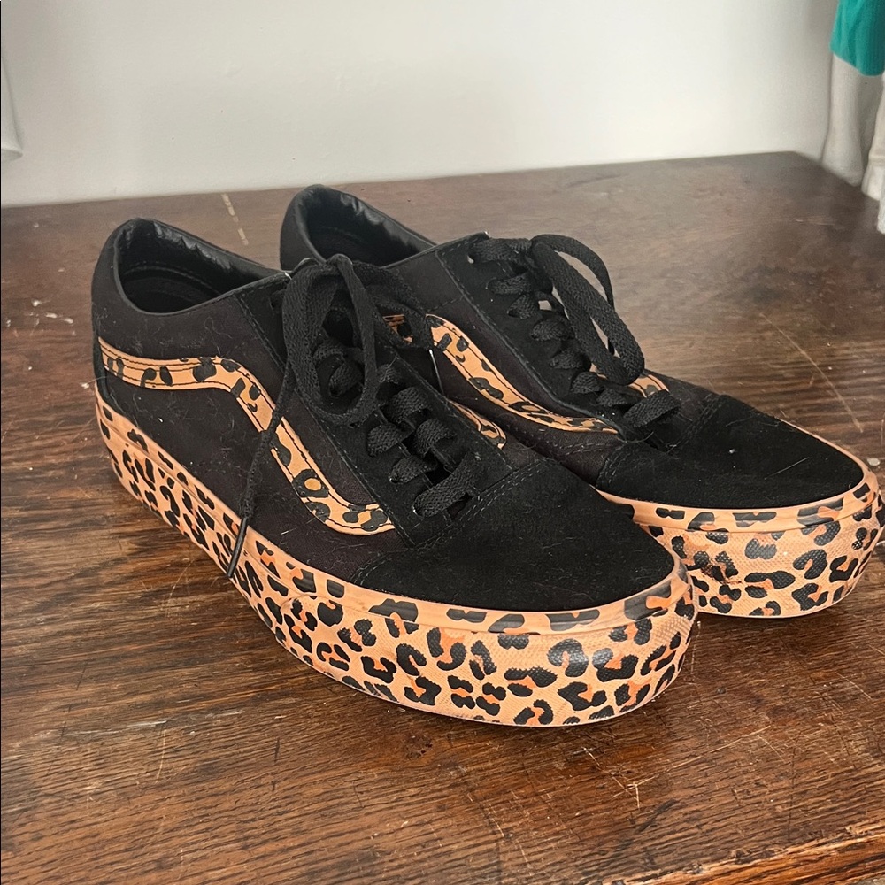 Vans Black and Leopard Women's Sneakers
